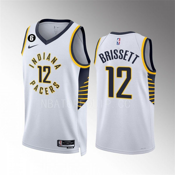 Mens Indiana Pacers #12 Oshae Brissett White Association Edition Player Jersey