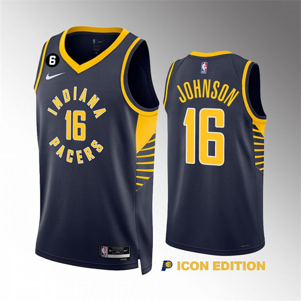 Mens Indiana Pacers #16 James Johnson Navy 2022-23 Icon Edition Player Jersey