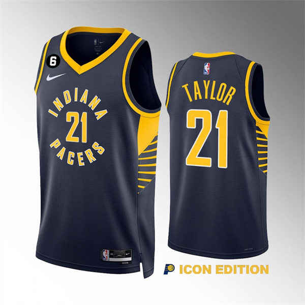 Mens Indiana Pacers #21 Terry Taylor Navy 2022-23 Icon Edition Player Jersey