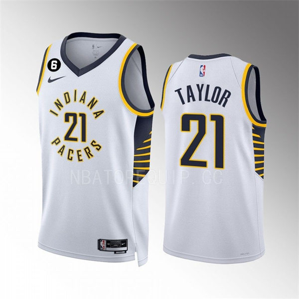 Mens Indiana Pacers #21 Terry Taylor White Association Edition Player Jersey