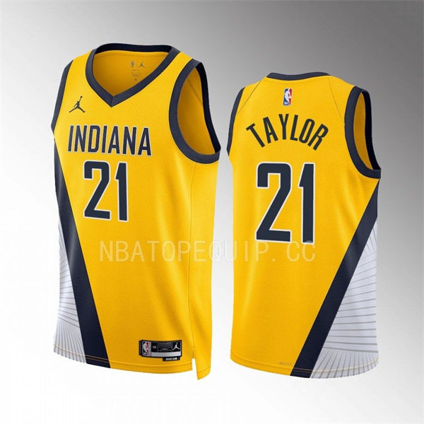 Mens Indiana Pacers #21 Terry Taylor Yellow Statement Edition Swingman Jersey