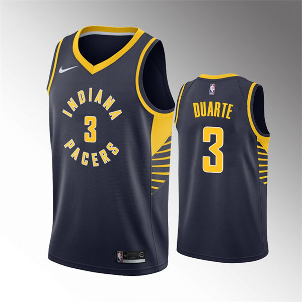 Mens Indiana Pacers #3 Chris Duarte Navy Diamond Badge Icon Edition Jersey