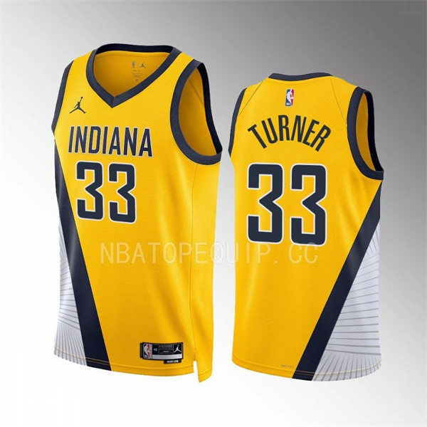 Mens Indiana Pacers #33 Myles Turner Yellow Statement Edition Swingman Jersey