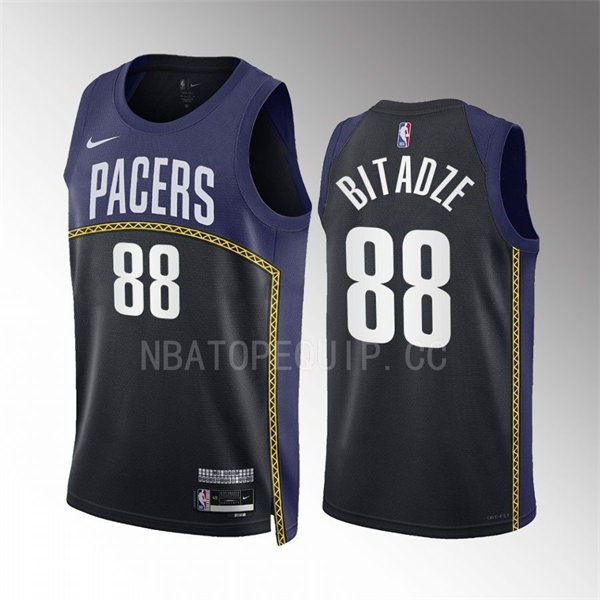 Mens Indiana Pacers #88 Goga Bitadze 2022-23 City Edition Swingman Jersey Navy Black