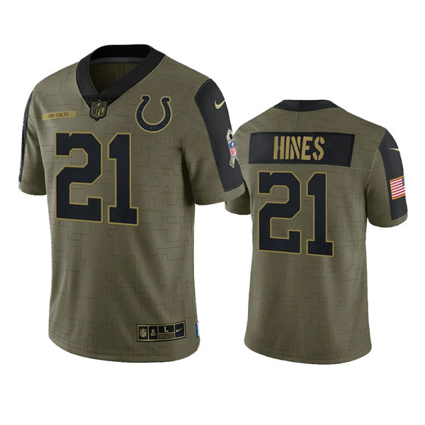 Mens Indianapolis Colts #21 Nyheim Hines Nike Olive 2021 Salute To Service Limited Jersey