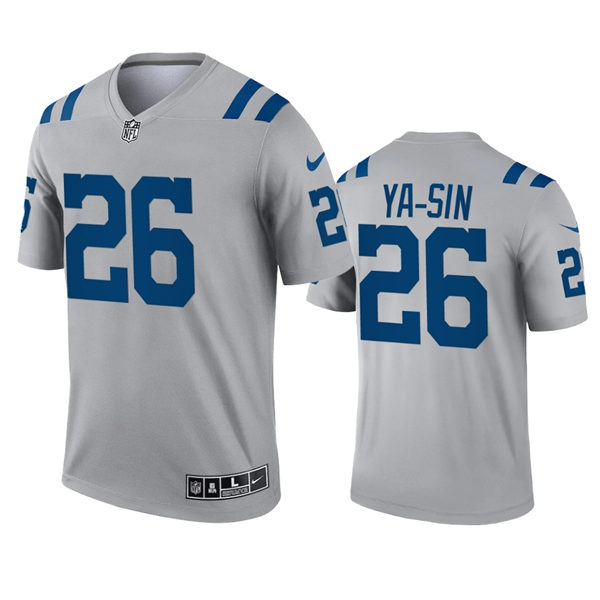 Mens Indianapolis Colts #26 Rock Ya-Sin Nike Gray Inverted Legend Jersey