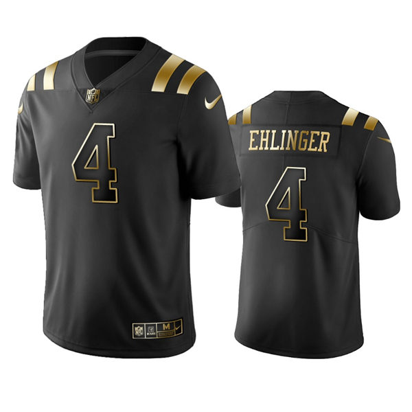 Mens Indianapolis Colts #4 Sam Ehlinger Nike Black Golden Edition Vapor Limited Jersey