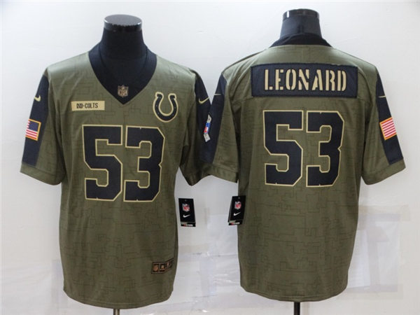 Mens Indianapolis Colts #53 Darius Leonard Nike Olive 2021 Salute To Service Limited Stitched Jersey