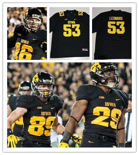 Mens Iowa Hawkeyes Custom Black Gold Nike Football Jersey