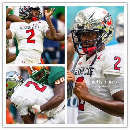 Mens Jackson State Tigers #2 Shedeur Sanders Under Armour White Red College Football Game Jersey