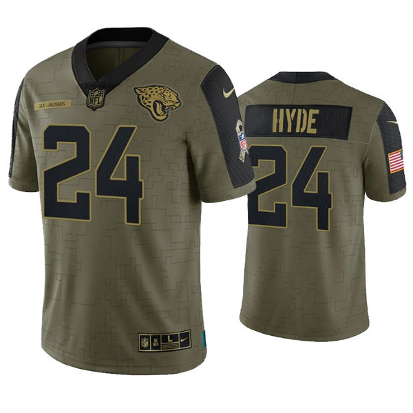 Mens Jacksonville Jaguars #24 Carlos Hyde Nike Olive 2021 Salute To Service Limited Jersey