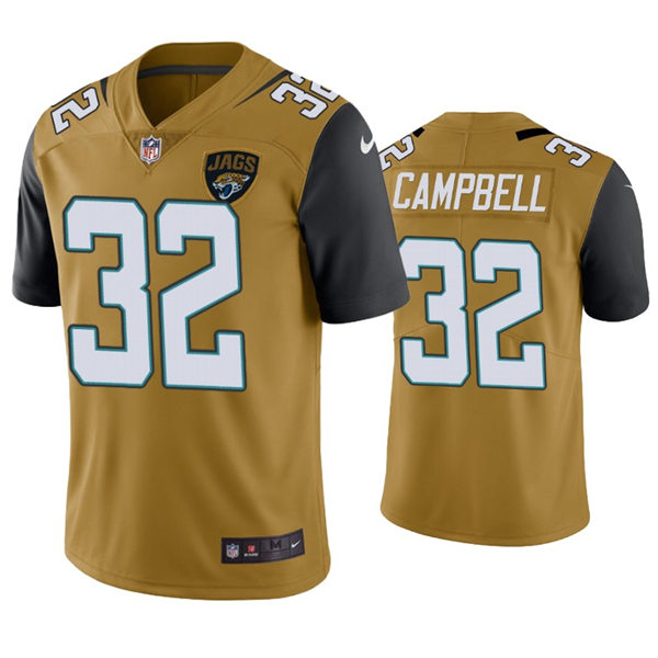 Mens Jacksonville Jaguars #32 Tyson Campbell Nike Bold Gold Color Rush Limited Jersey