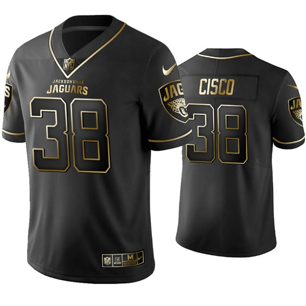 Mens Jacksonville Jaguars #38 Andre Cisco Nike Black Golden Edition Vapor Limited Jersey