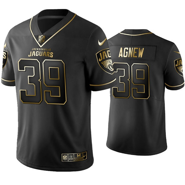 Mens Jacksonville Jaguars #39 Jamal Agnew Nike Black Golden Edition Vapor Limited Jersey