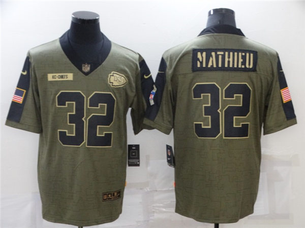 Mens Kansas City Chiefs #32 Tyrann Mathieu Nike Olive 2021 Salute To Service Limited Jersey