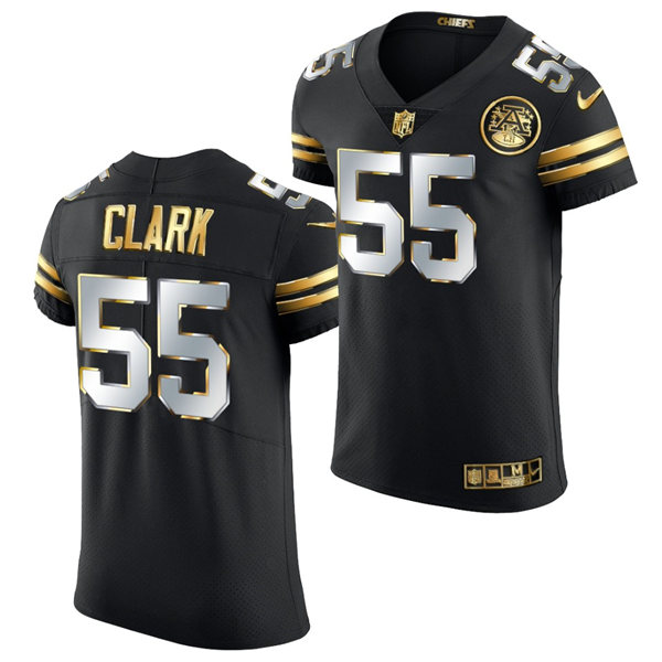 Mens Kansas City Chiefs #55 Frank Clark Nike 2020-21 Black Golden Edition Jerse