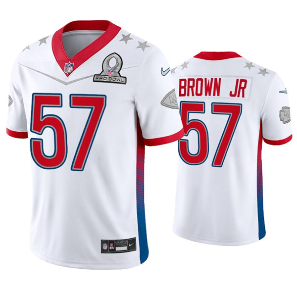 Mens Kansas City Chiefs #57 Orlando Brown Jr. White 2022 AFC Pro Bowl Game Jersey