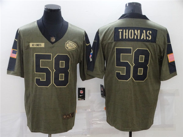 Mens Kansas City Chiefs Retired Player #58 Derrick Thomas Nike Olive 2021 Salute To Service Limited