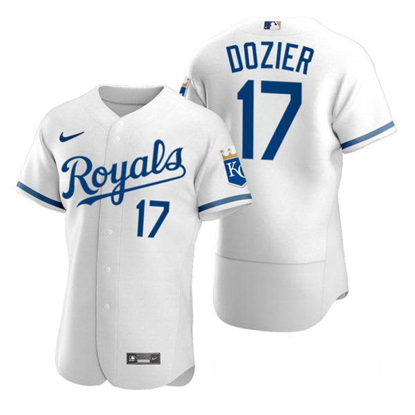 Mens Kansas City Royals #17 Hunter Dozier Nike 2022 Home White FlexBase Player Jersey