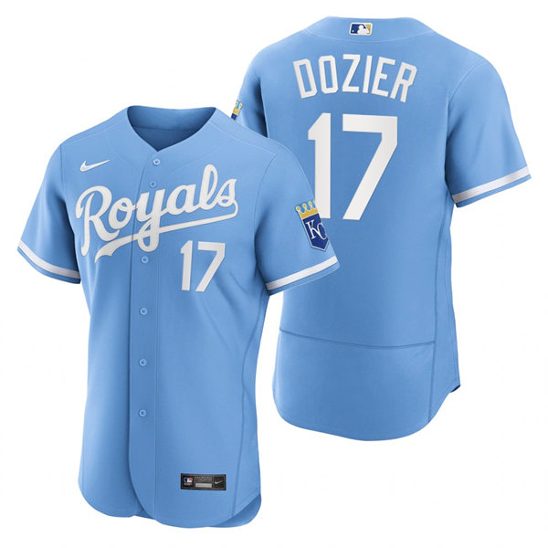 Mens Kansas City Royals #17 Hunter Dozier Nike 2022 Light Blue Alternate FlexBase Player Jersey