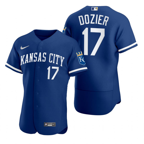 Mens Kansas City Royals #17 Hunter Dozier Nike 2022 Royal Alternate FlexBase Player Jersey
