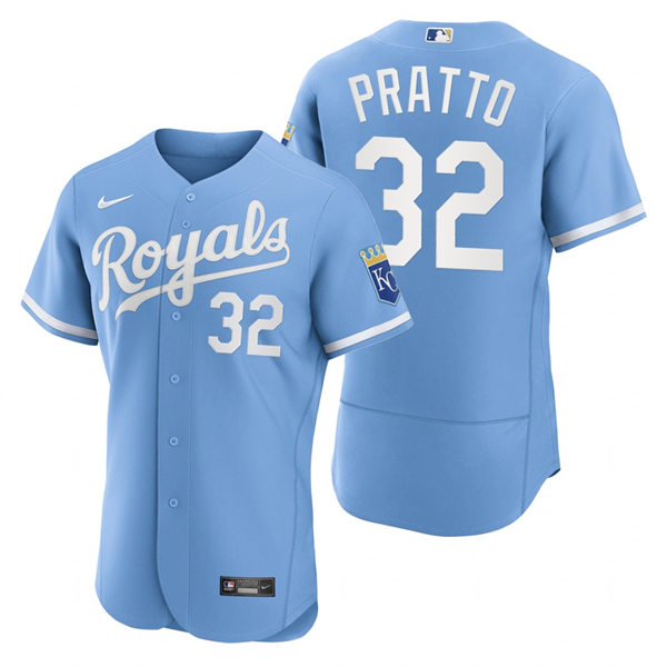 Mens Kansas City Royals #32 Nick Pratto Nike 2022 Light Blue Alternate FlexBase Player Jersey