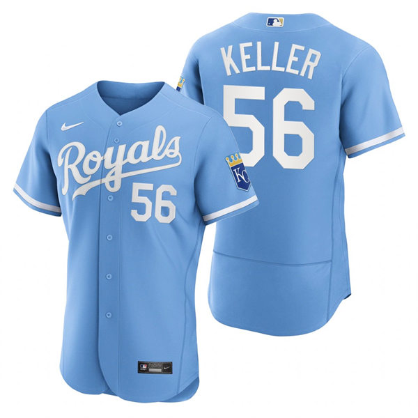 Mens Kansas City Royals #56 Brad Keller Nike 2022 Light Blue Alternate FlexBase Player Jersey