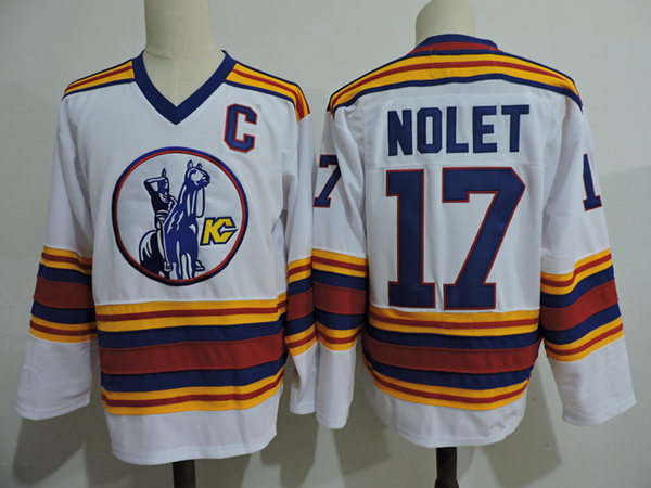 Mens Kansas City Scouts #17 Simon Nolet White 1975 CCM Vintage Throwback Home NHL Jersey Stitched