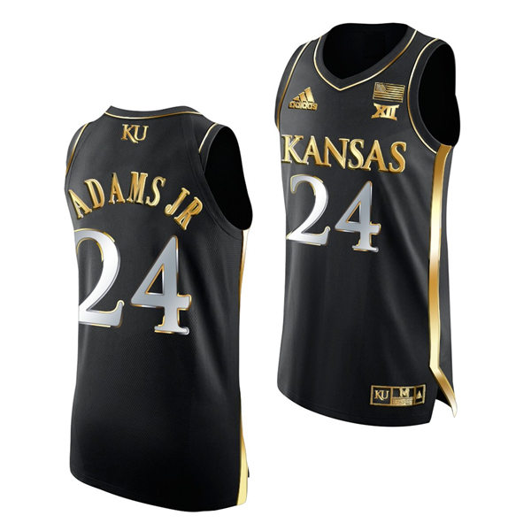 Mens Kansas Jayhawks #24 K. J. Adams Jr. 2021-22 Black Golden Edition College Basketball Jersey