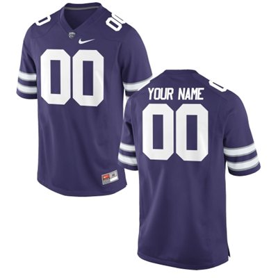 Mens Kansas State Wildcats Custom Replica Football Jersey - Purple