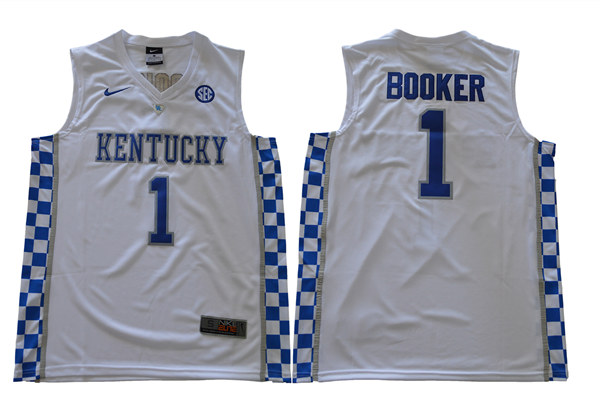 Mens Kentucky Wildcats #1 Devin Booker White Nike NCAA Basketball JERSEY
