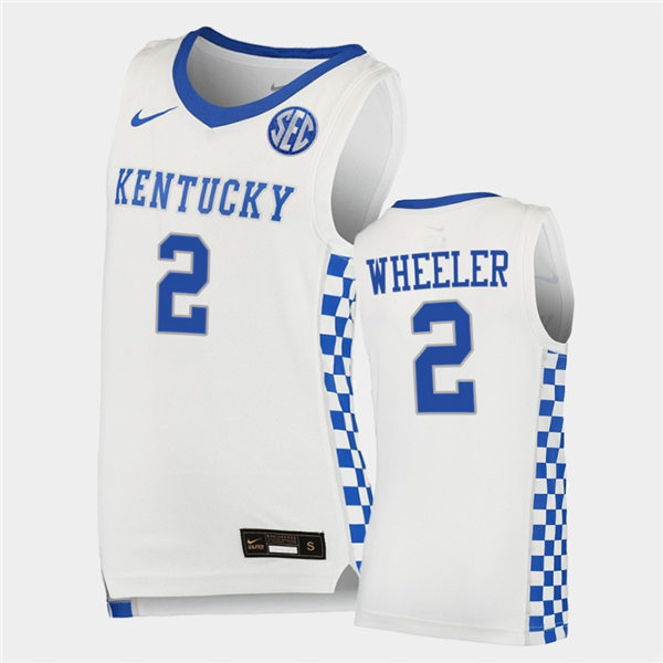 Mens Kentucky Wildcats #2 Sahvir Wheeler Nike White College Basketball Game Jersey