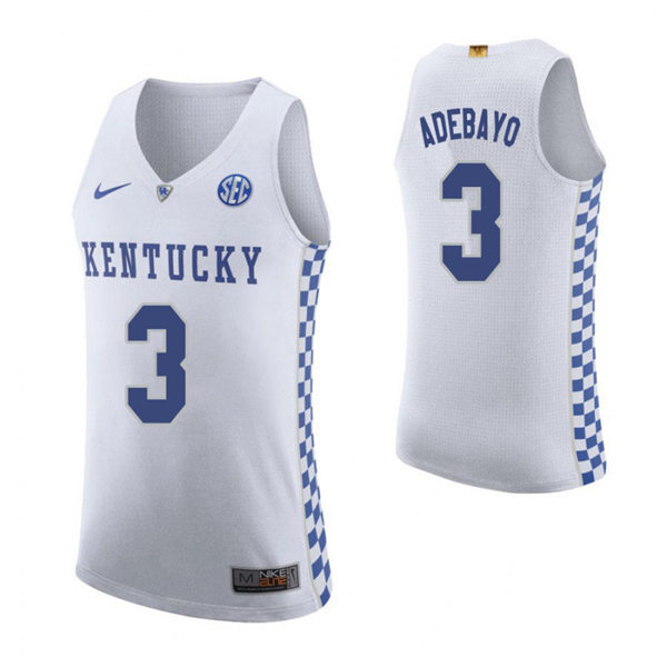 Mens Kentucky Wildcats #3 Bam Adebayo Nike White College Basketball Game Jersey