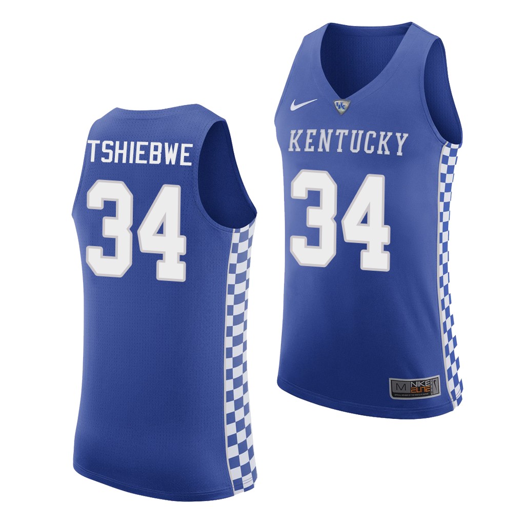 Mens Kentucky Wildcats #34 Oscar Tshiebwe Nike Royal College Basketball Jersey