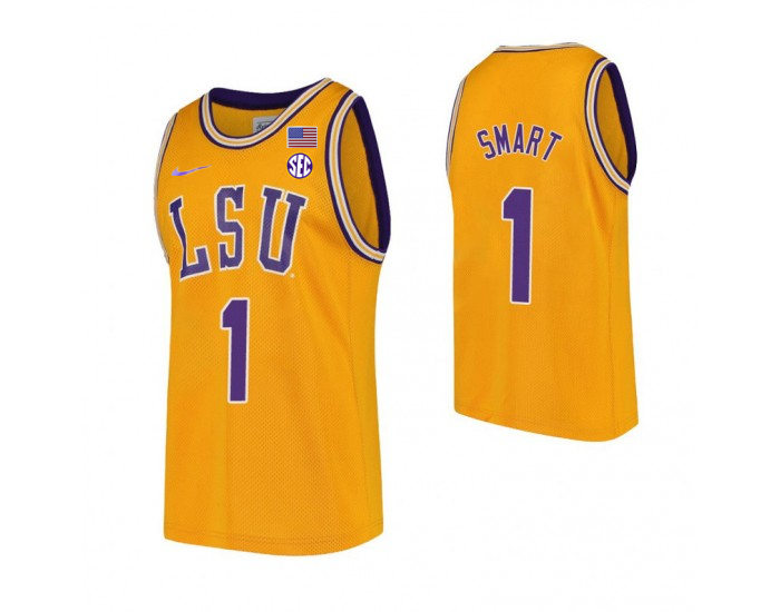 Mens LSU Tigers #1 Javonte Smart Nike Gold College Basketball Game Jersey