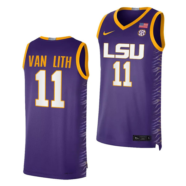 Mens LSU Tigers #11 Hailey Van Lith Nike Purple Basketball Game Jersey