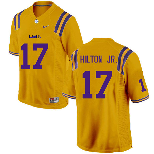 Mens LSU Tigers #17 Chris Hilton Jr. Gold College Football Jersey