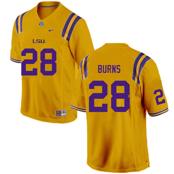 Mens LSU Tigers #28 Major Burns Gold College Football Jersey