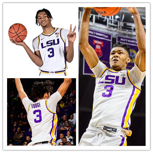 Mens LSU Tigers #3 Alex Fudge Nike White College Basketball Game Jersey