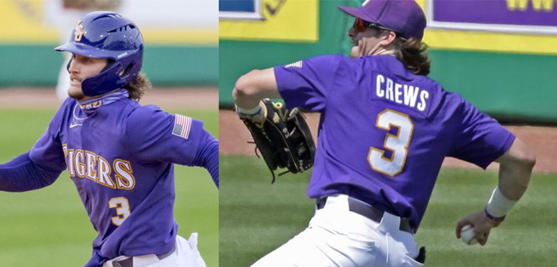 Mens LSU Tigers #3 Dylan Crews Nike Purple College Game Baseball Jersey