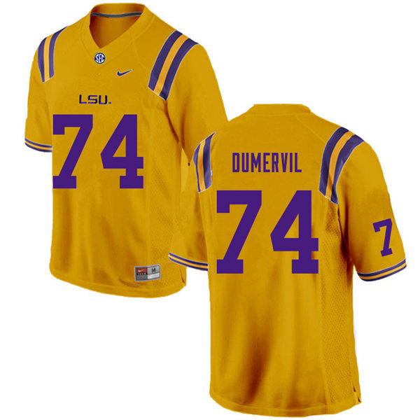 Mens LSU Tigers #74 Marcus Dumervil Gold College Football Jersey
