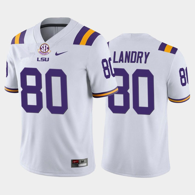 Mens LSU Tigers #80 Jarvis Landry White Nike College Football Jersey