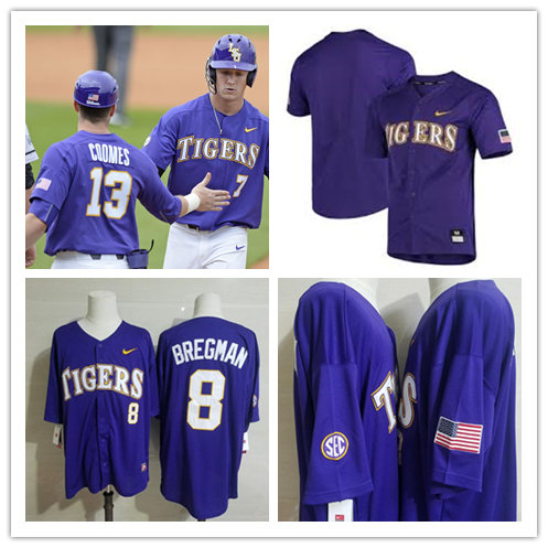 Mens LSU Tigers Custom Antoine Duplantis Matt Clark Brad Hawpe Eddy Furniss Todd Walker Aaron Nola Nike Purple Baseball Jersey