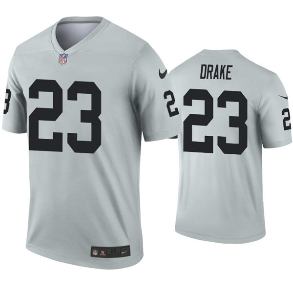 Mens Las Vegas Raiders #23 Kenyan Drake Nike Silver Inverted Legend Jersey