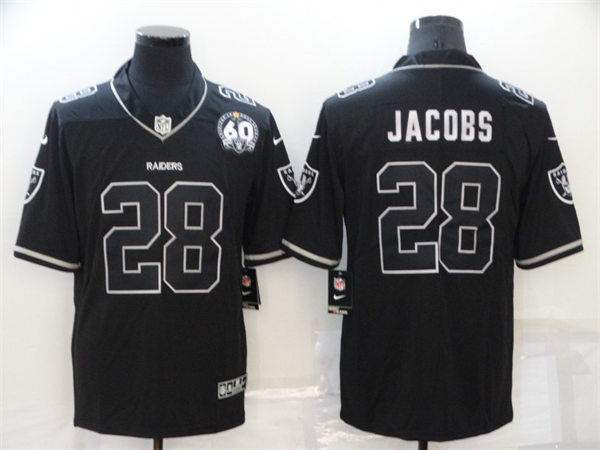 Mens Las Vegas Raiders #28 Josh Jacobs Nike Lights Out Black 60TH Anniversary Limited Jersey