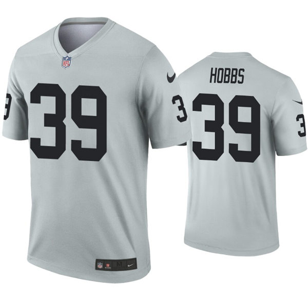 Mens Las Vegas Raiders #39 Nate Hobbs Nike Silver Inverted Legend Jersey