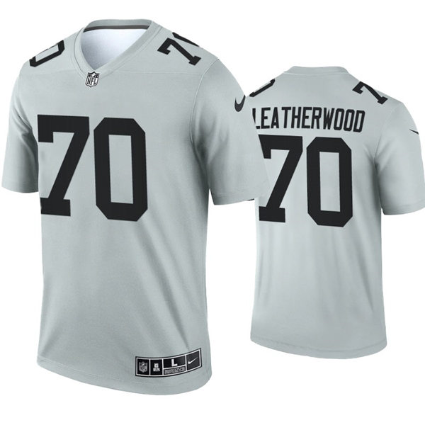 Mens Las Vegas Raiders #70 Alex Leatherwood Nike Silver Inverted Legend Jersey