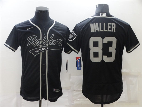 Mens Las Vegas Raiders #83 Darren Waller Nike Black Full Button Football Baseball Mix Jersey