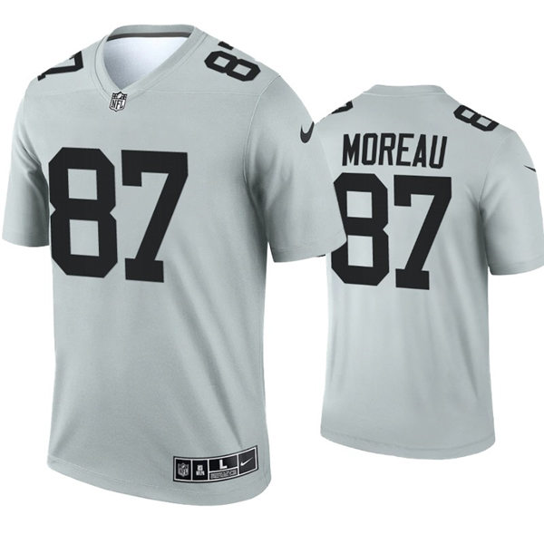 Mens Las Vegas Raiders #87 Foster Moreau Nike Silver Inverted Legend Jersey