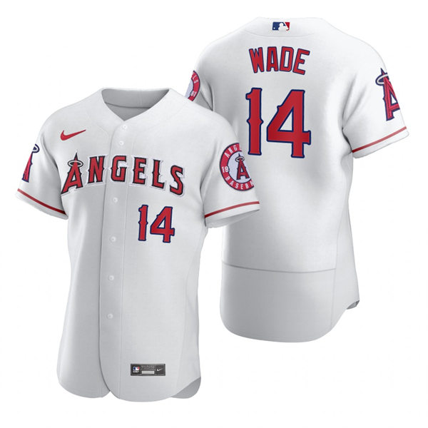 Mens Los Angeles Angels #14 Tyler Wade Nike White Home FlexBase Player Jersey